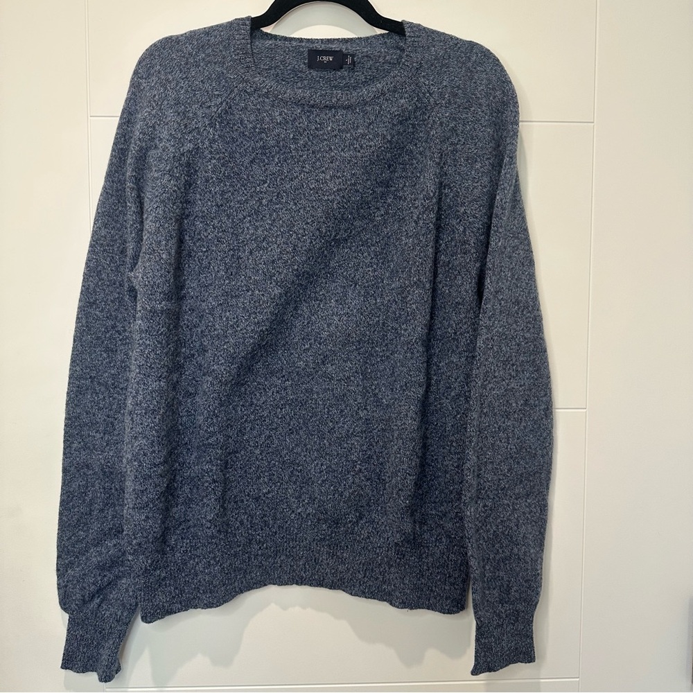 J. Crew Blue Crewneck Sweater with Ribbed Cuffs
